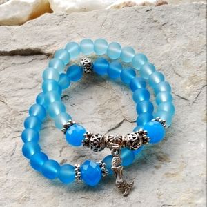 Last Chance Blue bracelet set w/mermaid charm